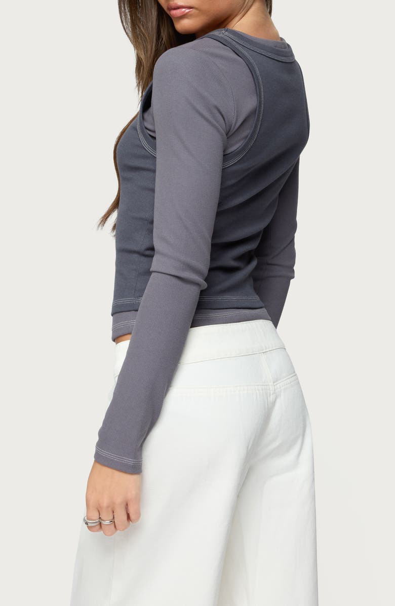 EDIKTED Zane Contrast Layer T-Shirt, Alternate, color, Gray