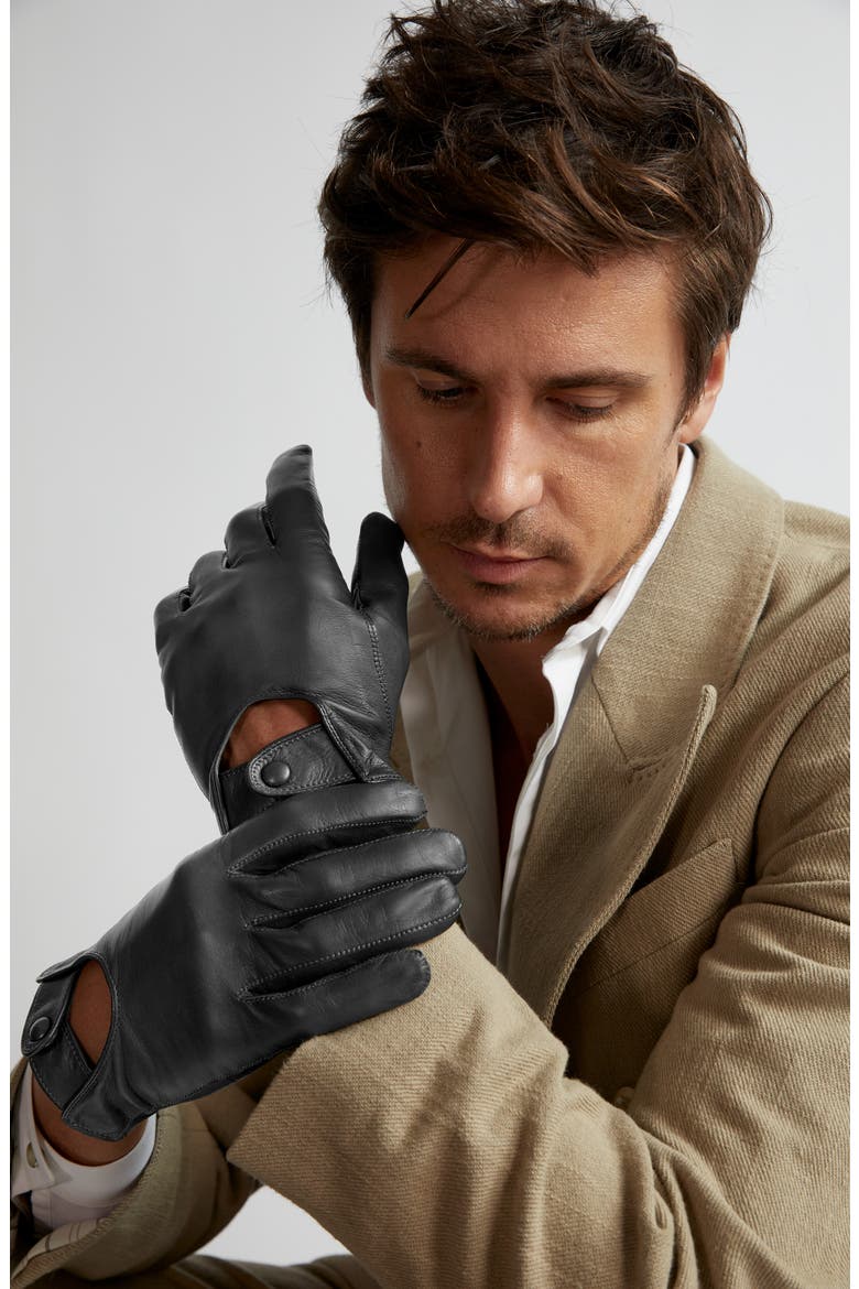 Men's Seymoure Washable Leather Driver Gloves, Alternate, color, BLACK