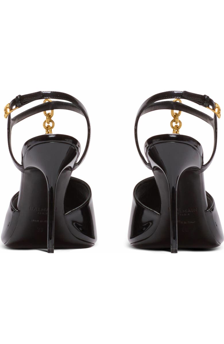 Balmain Sync Patent Leather Sandals With Heel, Alternate, color, Black