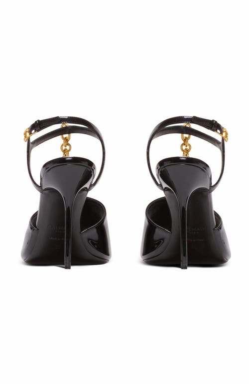 Balmain Sync Patent Leather Chain T-strap Stiletto Sandals