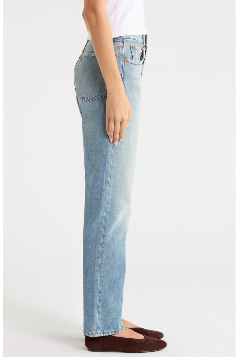 Pipe Distressed High Waist Jeans, Alternate, color, WORN BLUE
