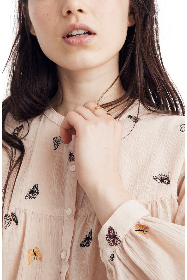 Butterfly Breeze Balloon Sleeve Peasant Top, Alternate, color, FLUTTERBY PALE PARCHMENT