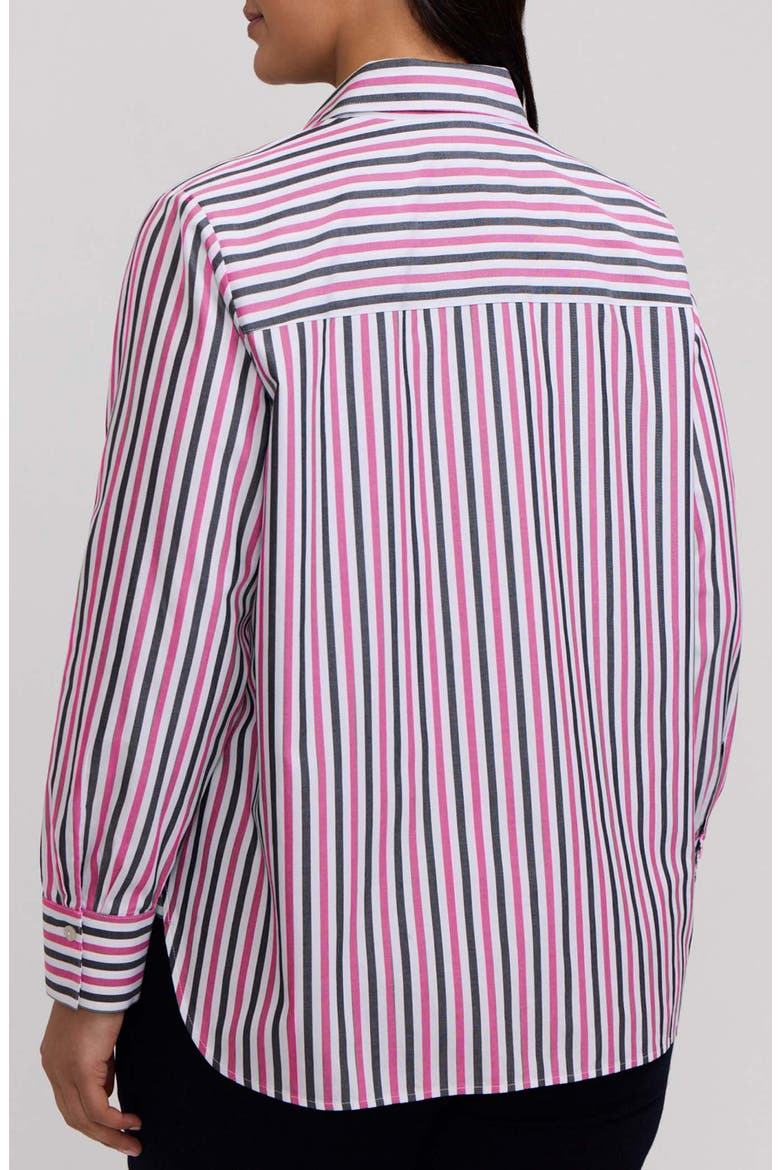 Meghan Stripe Cotton Button-Up Shirt, Alternate, color, POMEGRANATE RED/ MULTI