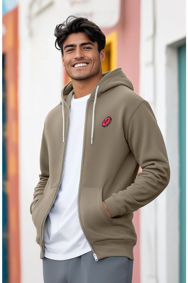 Donut Zip Hoodie, Alternate, color, Heather Stone