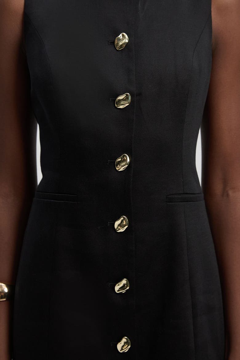 Linen Pencil Midi Dress, Alternate, color, Black