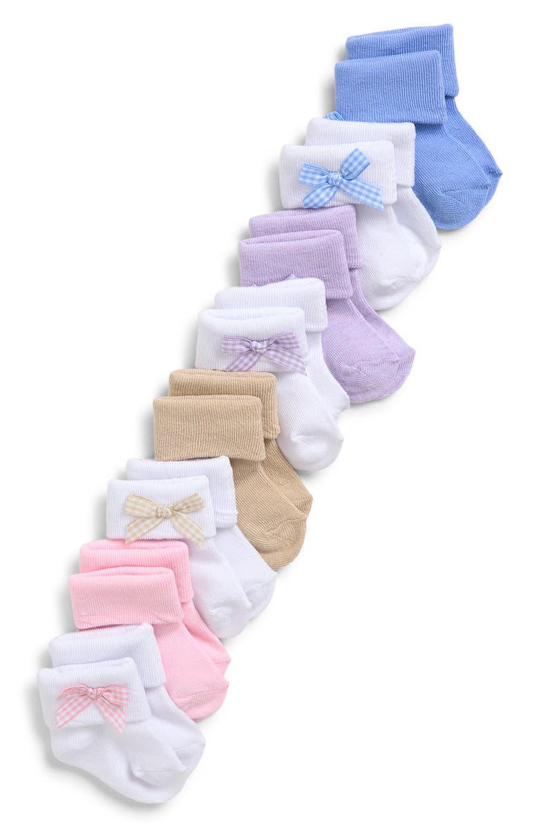 Capelli New York Assorted 8-Pack Cuffed Crew Socks with Bows, Main, color, Pale Multi
