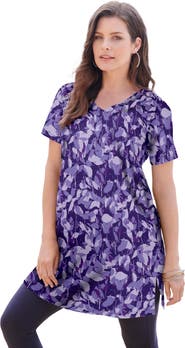 Roaman's Plus Size Ultimate Cotton V-Neck Short Sleeve Tunic
