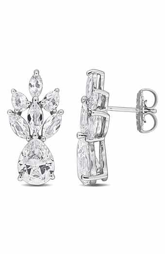 Sterling Silver Lab Created White Sapphire Drop Earrings