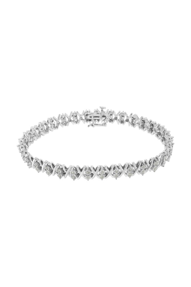 Silver 1.0 Ctw Diamond Miracle-Set X-Link Tennis Bracelet, Alternate, color, White
