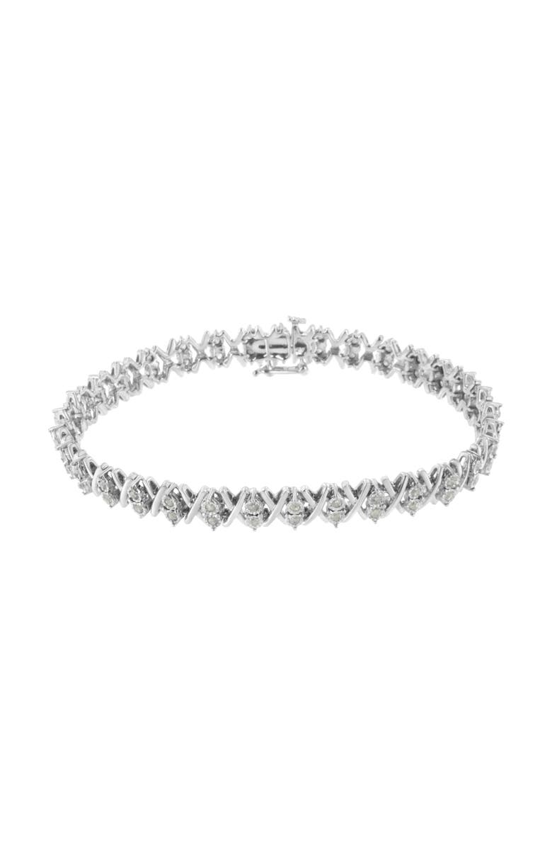 Haus of Brilliance Silver 1.0 Ctw Diamond Miracle-Set X-Link Tennis Bracelet, Alternate, color, White