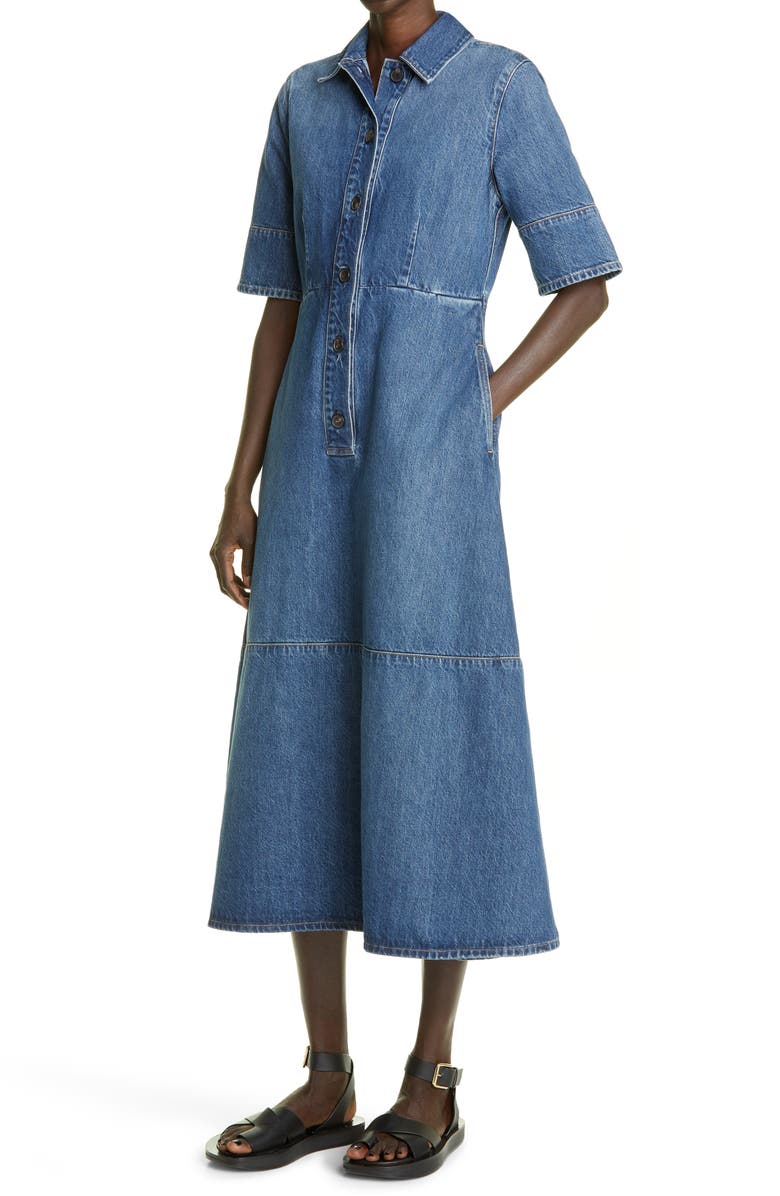 CO Paneled Cotton Denim Shirtdress, Alternate, color, 