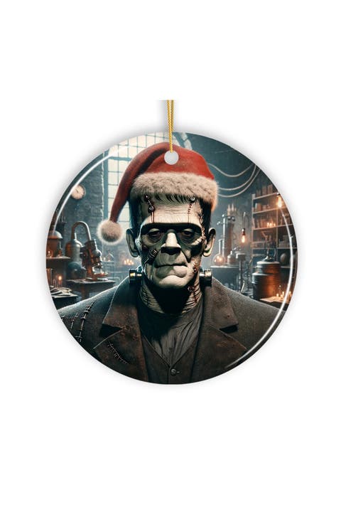 Frankenstein Santa Hat Laboratory Ceramic Ornament