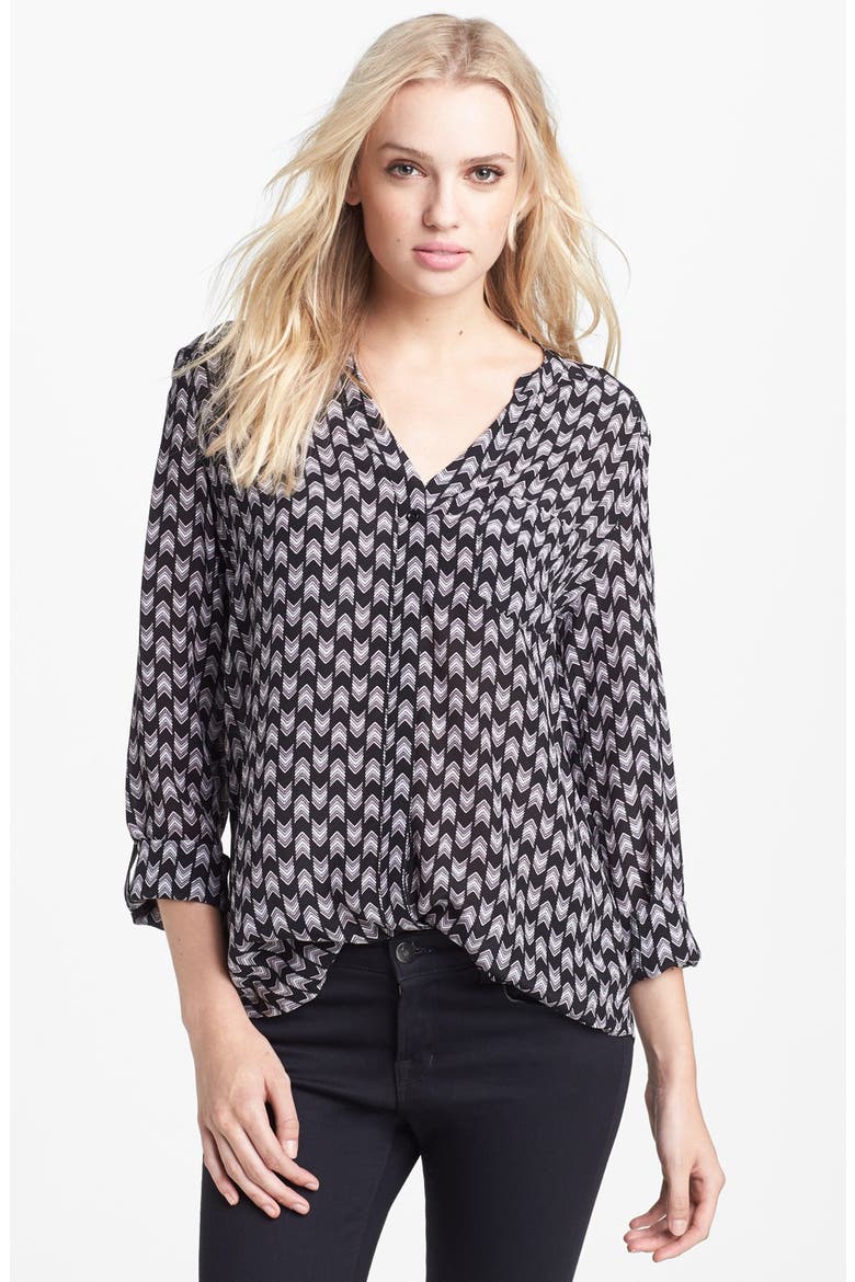 Collarless Silk Blouse, Main, color, V TWO COLOR