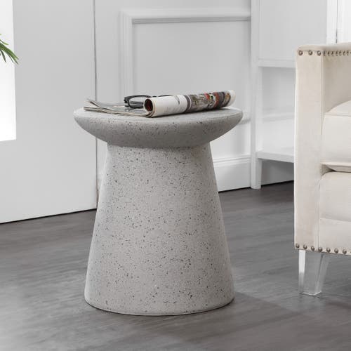 JONATHAN Y JONATHAN Y HOLLIE 18" MINIMALIST MODERN DRUM INDOOR/OUTDOOR ACCENT TABLE PEDESTAL 
