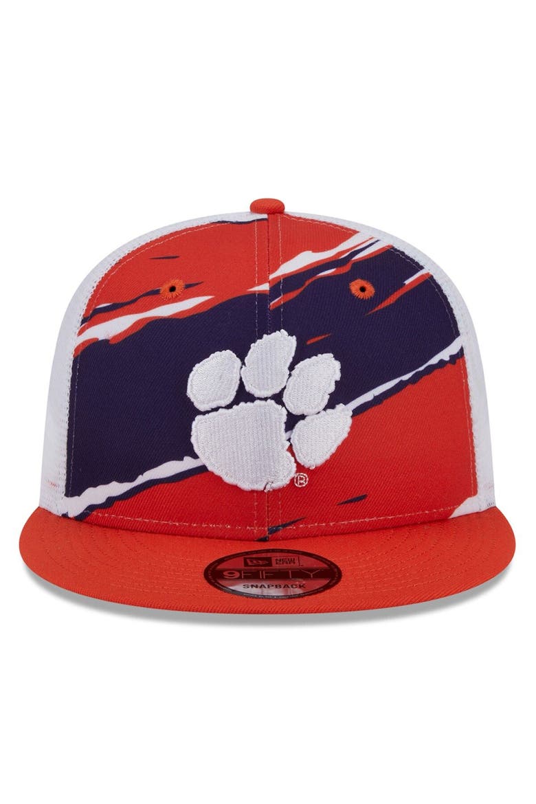 Men's New Era Orange Clemson Tigers Tear Trucker 9FIFTY Snapback Hat, Alternate, color, Orange
