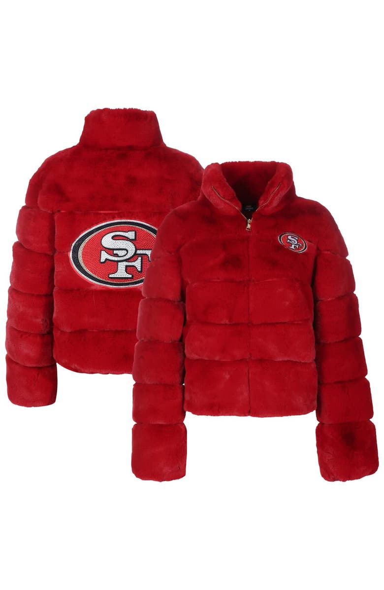 CUCE Women's Cuce  Scarlet San Francisco 49ers Faux Fur Full-Zip Coat, Main, color, Scarlet