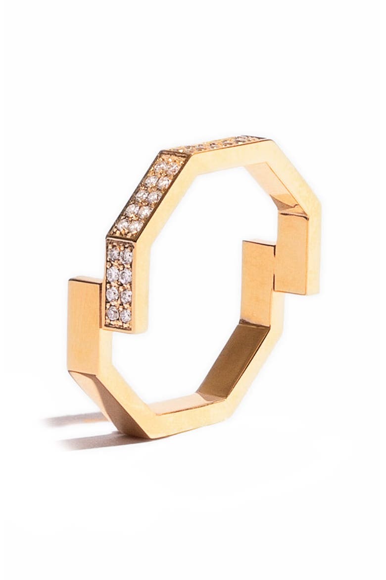 Octogone Double Pavé Lab Created Diamond Ring, Alternate, color, 18K YELLOW GOLD/ LAB DIAMONDS