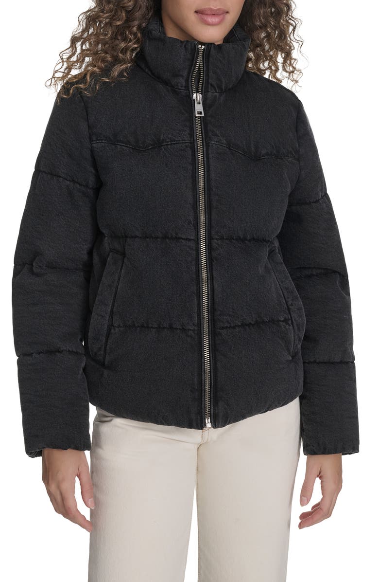 Levi's<sup>®</sup> Western Denim Puffer Jacket, Main, color, Black Wash Denim