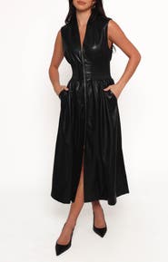 Petal & Pup Lizzi Faux Leather Midi Dress