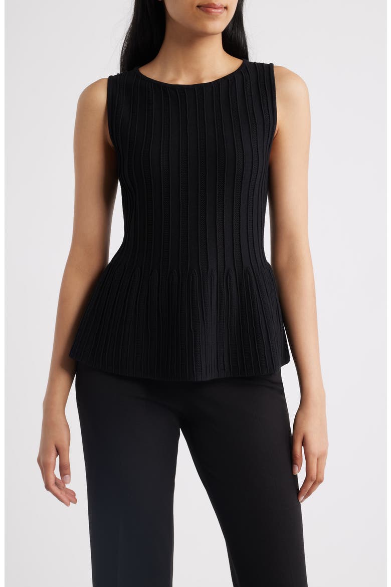 Rib Peplum Tank, Main, color, ANNE BLACK