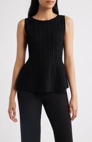Anne Klein Rib Peplum Tank
