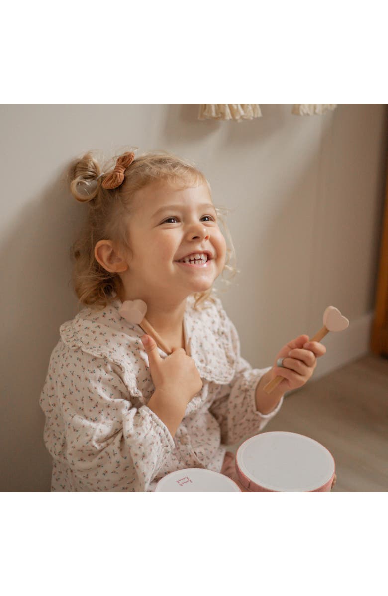 Label Label Wooden Bongos Pink, 2 Heartshaped Drum Sticks, Ages 2+, Alternate, color,