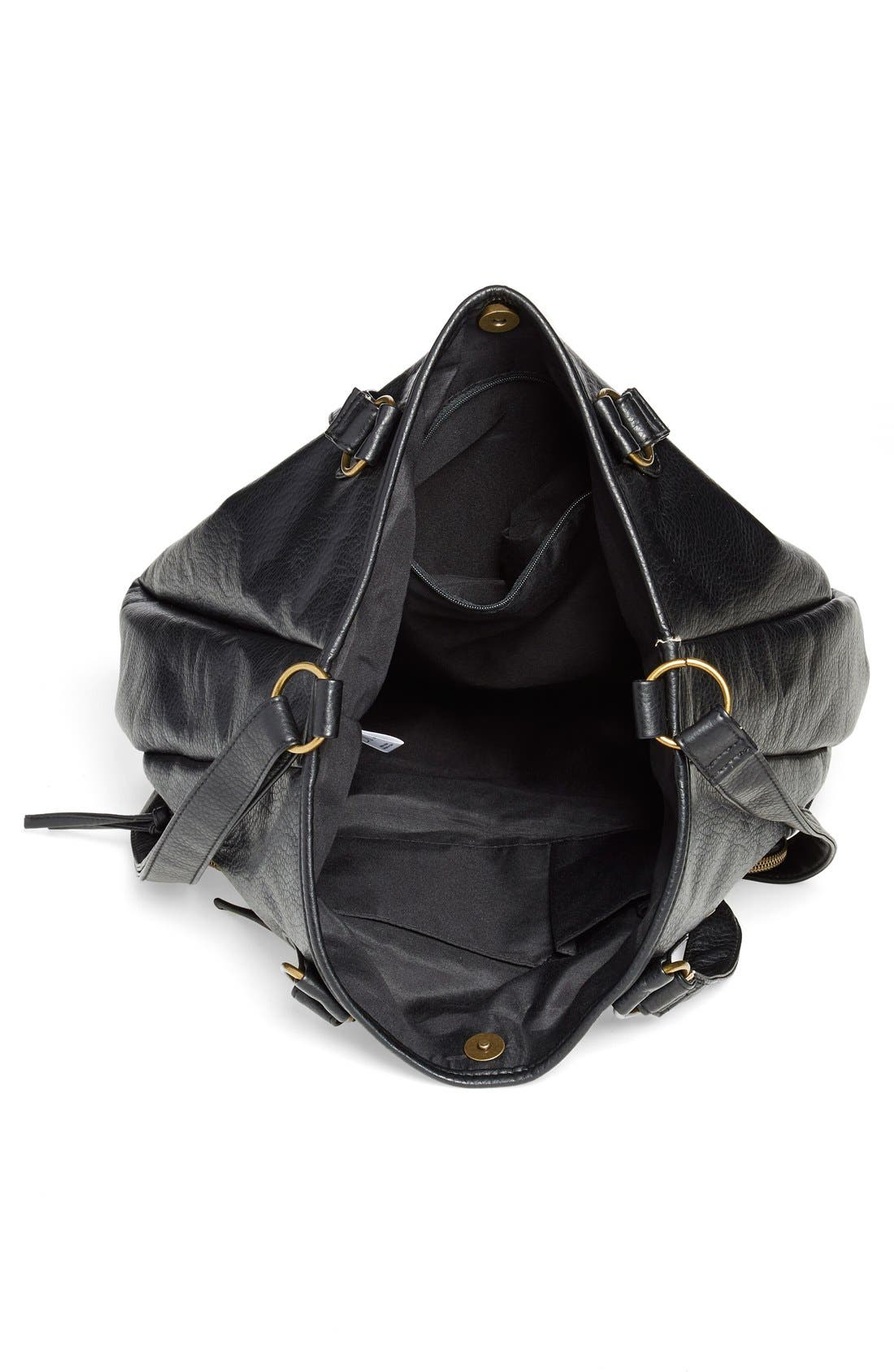 'Pebble' Faux Leather Tote, Alternate, color, BLACK