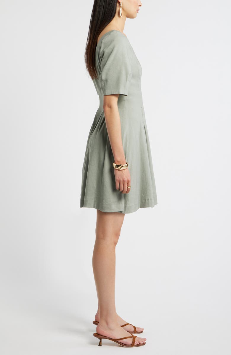 Nordstrom Scoop Neck Linen Blend Dress, Alternate, color, Green Chaparral