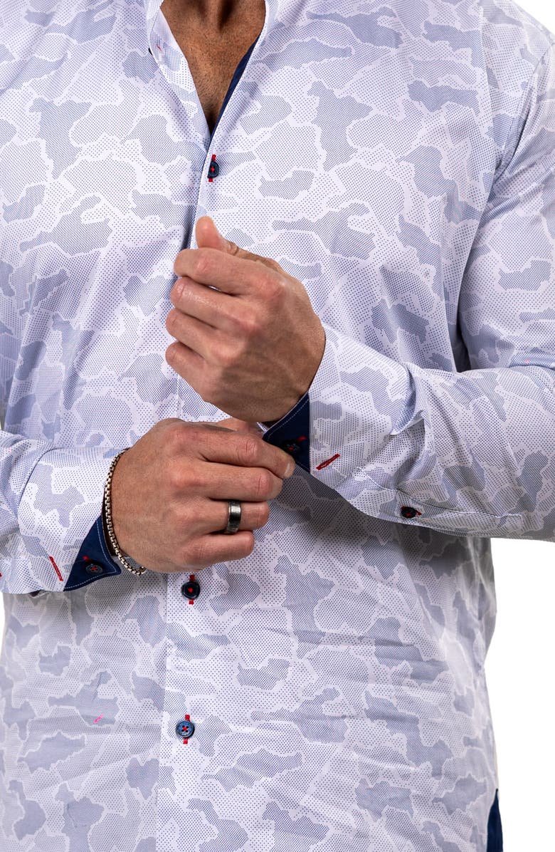 Maceoo Einstein Marthyr 0306 Contemporary Fit Button-Up Shirt, Alternate, color, White/Grey