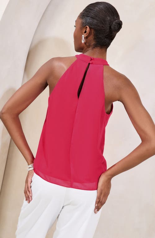 Lipsy 3d Floral Appliqué Mock Neck Top In Pink