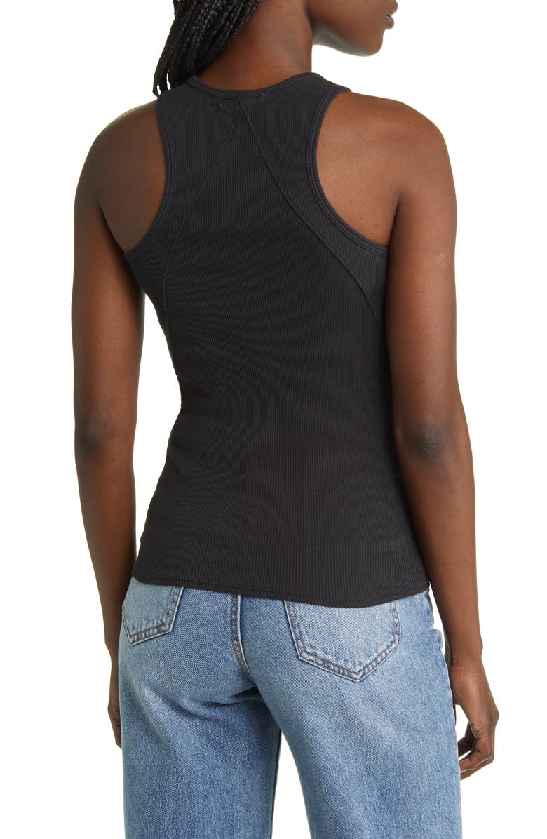 rag & bone The Essential Rib Organic Pima Cotton Blend Tank, Alternate, color, Black
