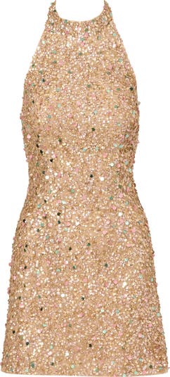 Beaded Halter Neck Cocktail Minidress