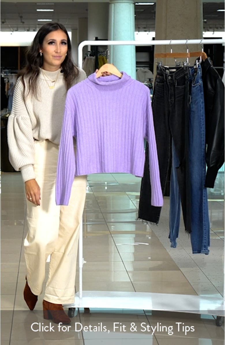 Women's Cotton Blend Rib Funnel Neck Sweater, sales video thumbnail