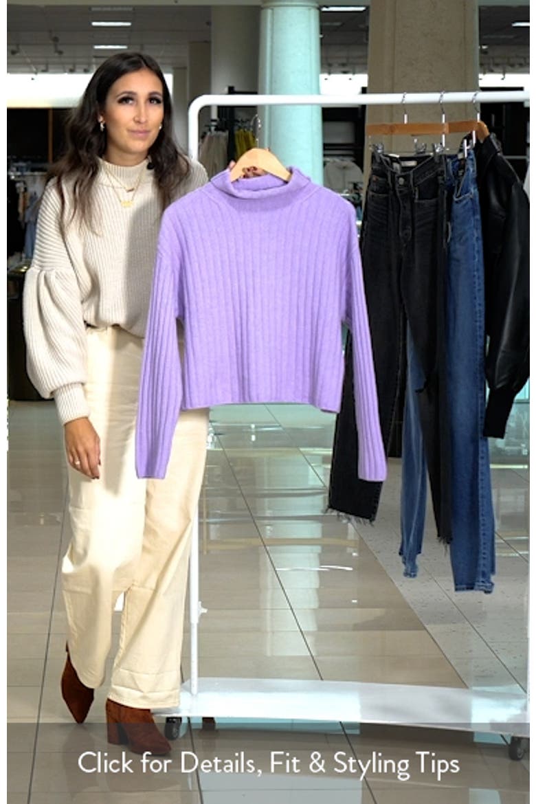 Women's Cotton Blend Rib Funnel Neck Sweater video
