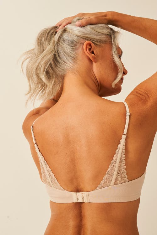 Stripe & Stare Eco Lace Triangle Bralette & High Rise Set In Neutral