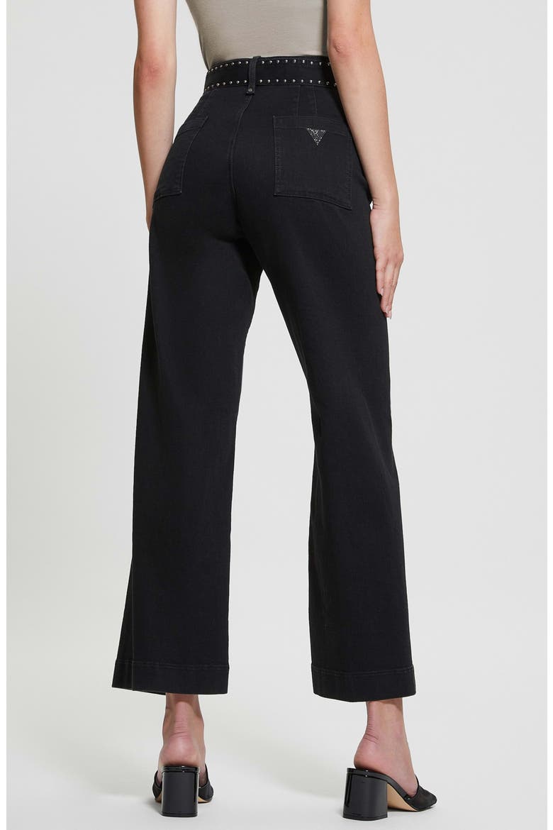 Dakota High Waist Belted Crop Wide Leg Jeans, Alternate, color, DEEPER BLACK