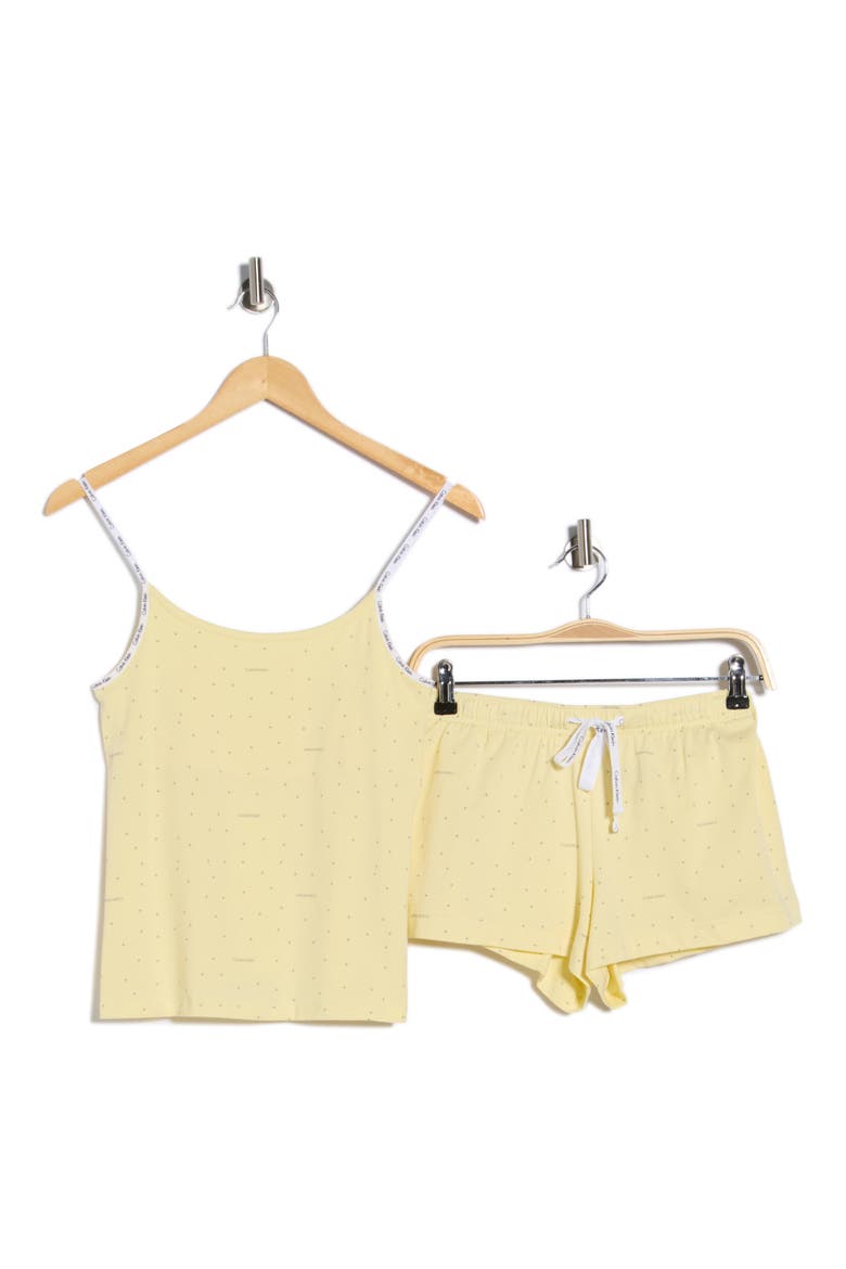 Stretch Cotton Camisole & Shorts Pajamas, Alternate, color, LOGO GRID FRENCH VANILLA