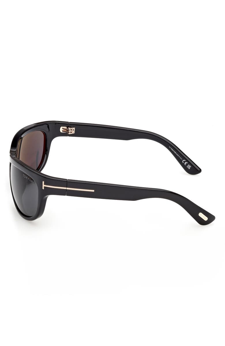 TOM FORD Anders 62mm Oversize Rectangular Sunglasses, Alternate, color, Shiny Black / Smoke Lens