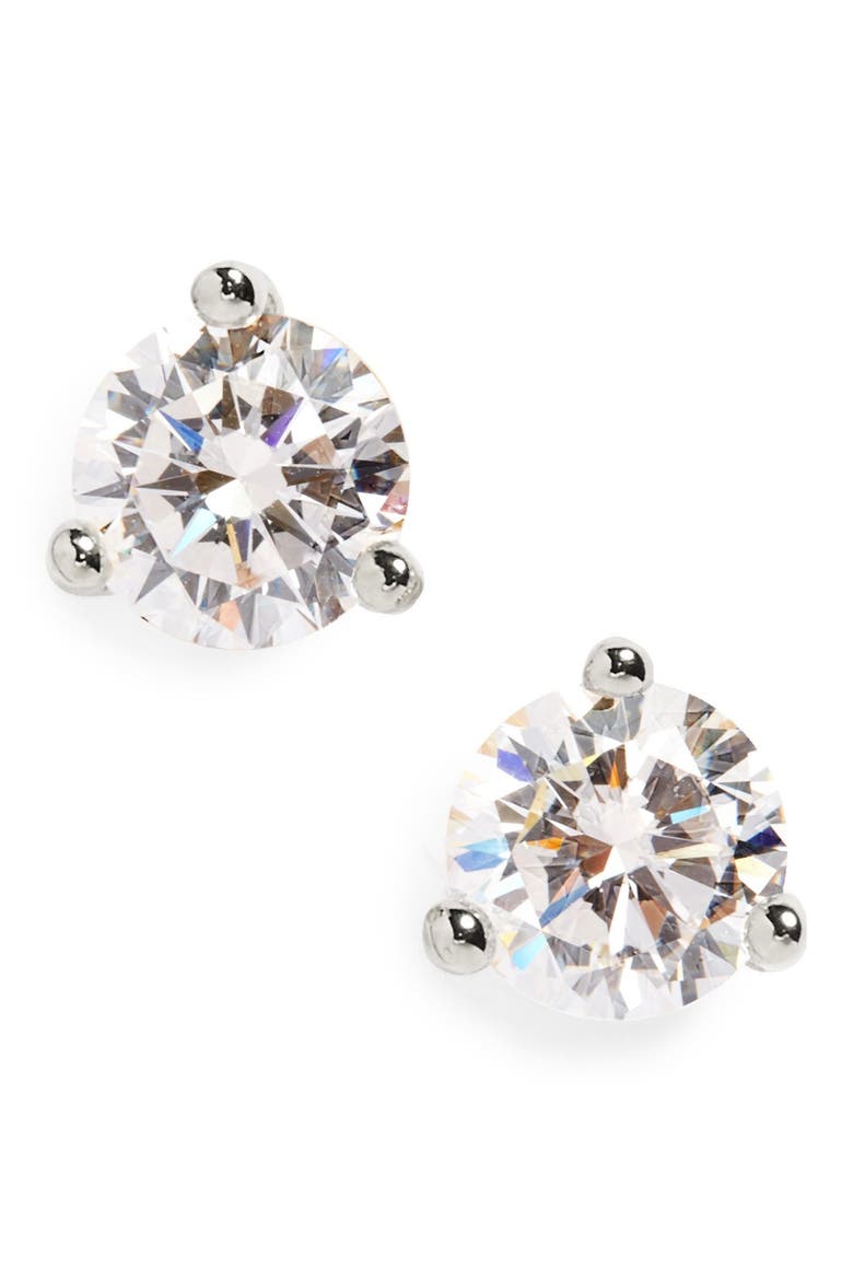 Cubic Zirconia Stud Earrings - 0.50ct., Main, color, PLATINUM