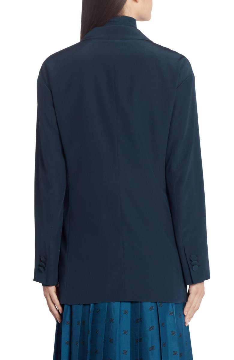 Fendi FF Karligraphy Silk Crêpe de Chine Blazer, Alternate, color, 