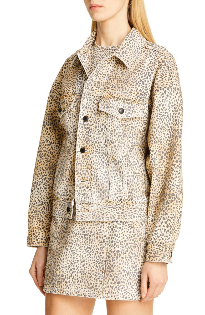Denim x Alexander Wang Game Cheetah Print Denim Jacket, Alternate, color, 