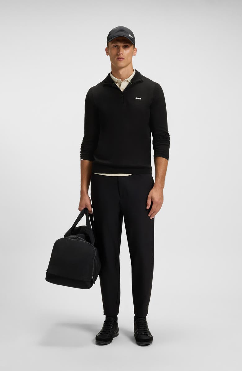 BOSS Ever-X Quarter Zip Cotton Sweater, Alternate, color, Black