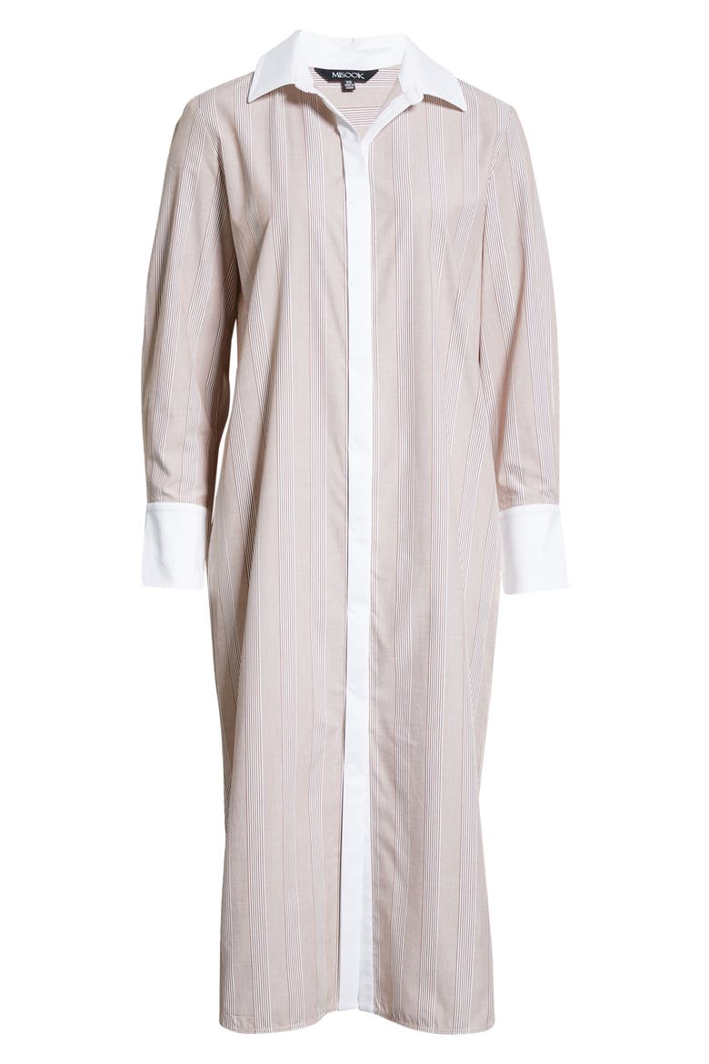 Stripe Cotton Shirtdress, Alternate, color, MACCHIATO/ WHITE