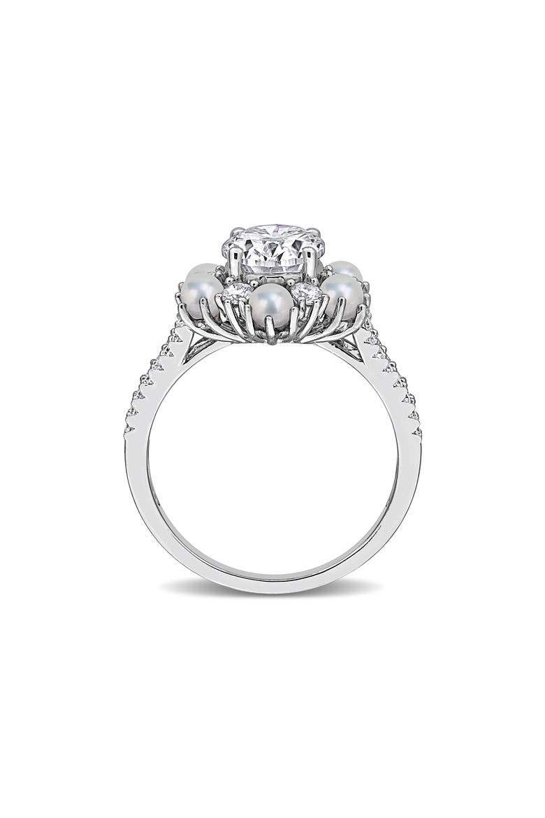 Cultured Freshwater Pearl and Cubic Zirconia Statement Ring, Alternate, color, WHITE GOLD