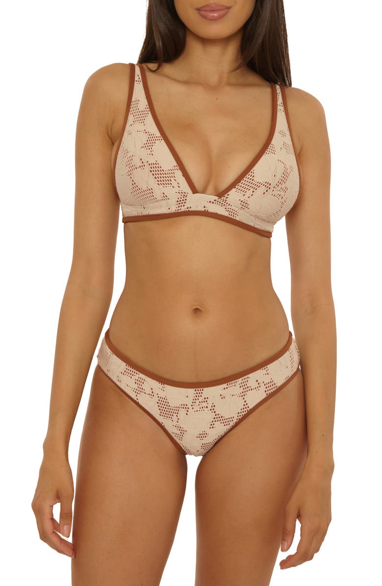 Lucky Brand Belize Lace Overlay Bikini Top, Alternate, color, Natural