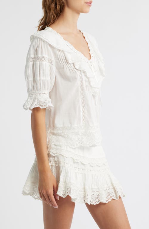 Loveshackfancy Romilly Ruffle & Lace Top In White