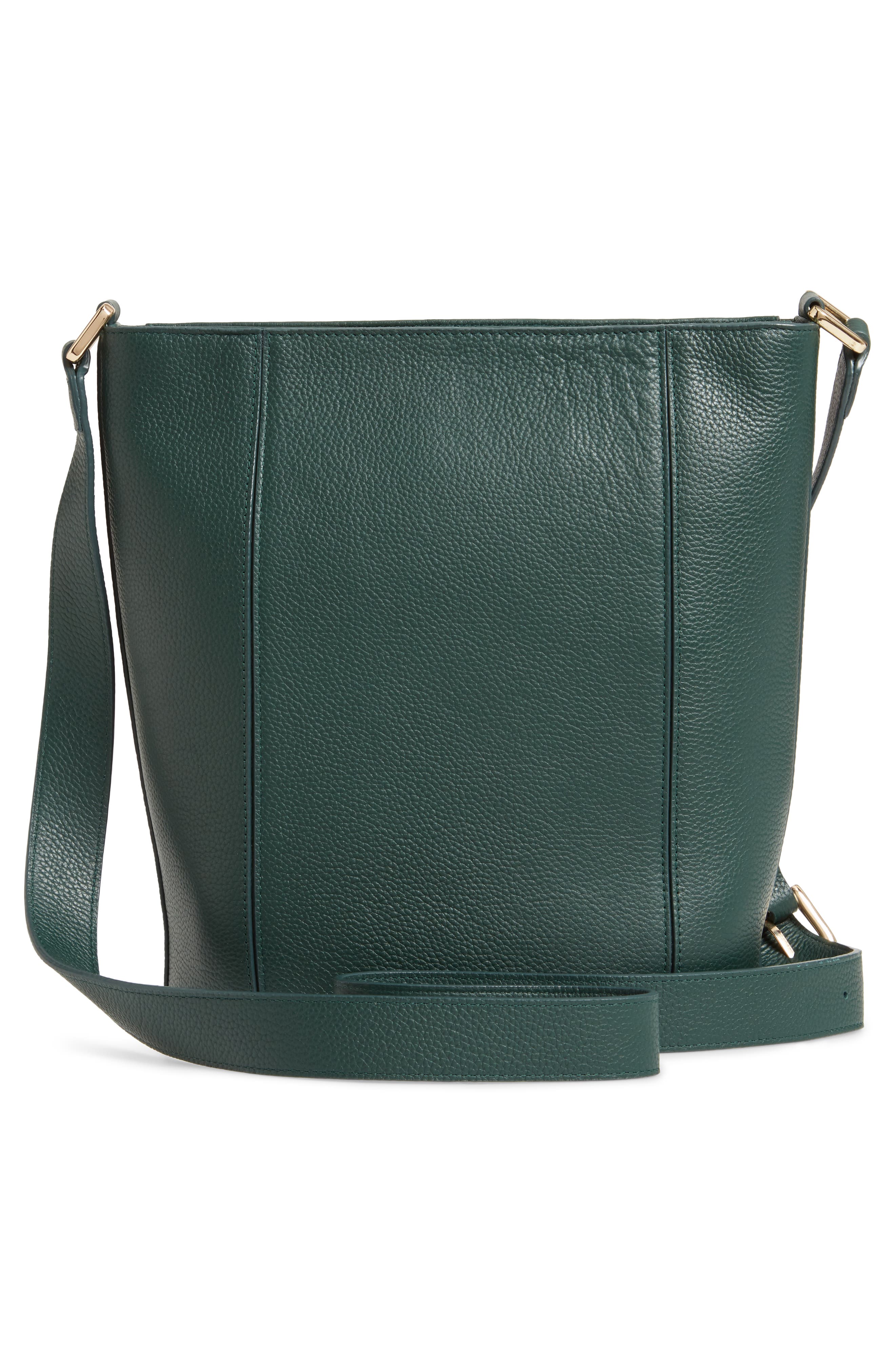 Loraine Leather Bucket Bag, Alternate, color, GREEN EVERGREEN