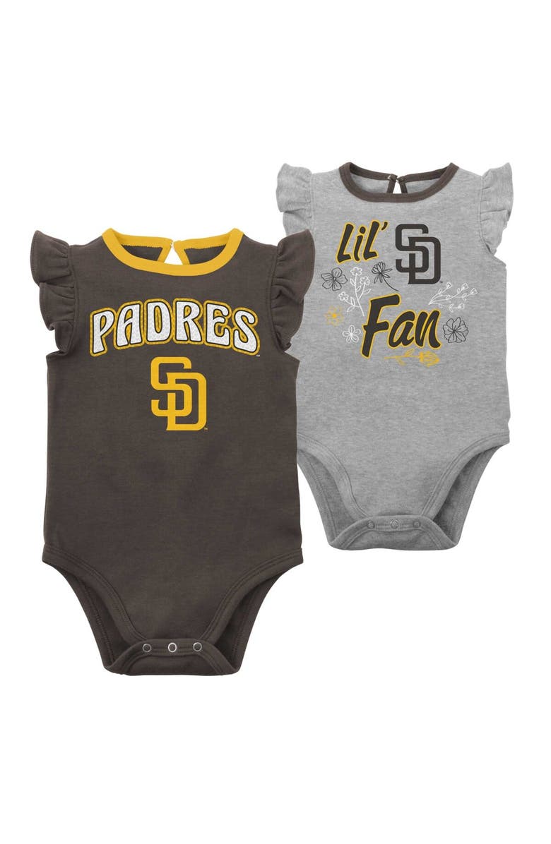 Outerstuff Infant Brown/Heather Gray San Diego Padres Little Fan Two-Pack Bodysuit Set, Main, color, Brown