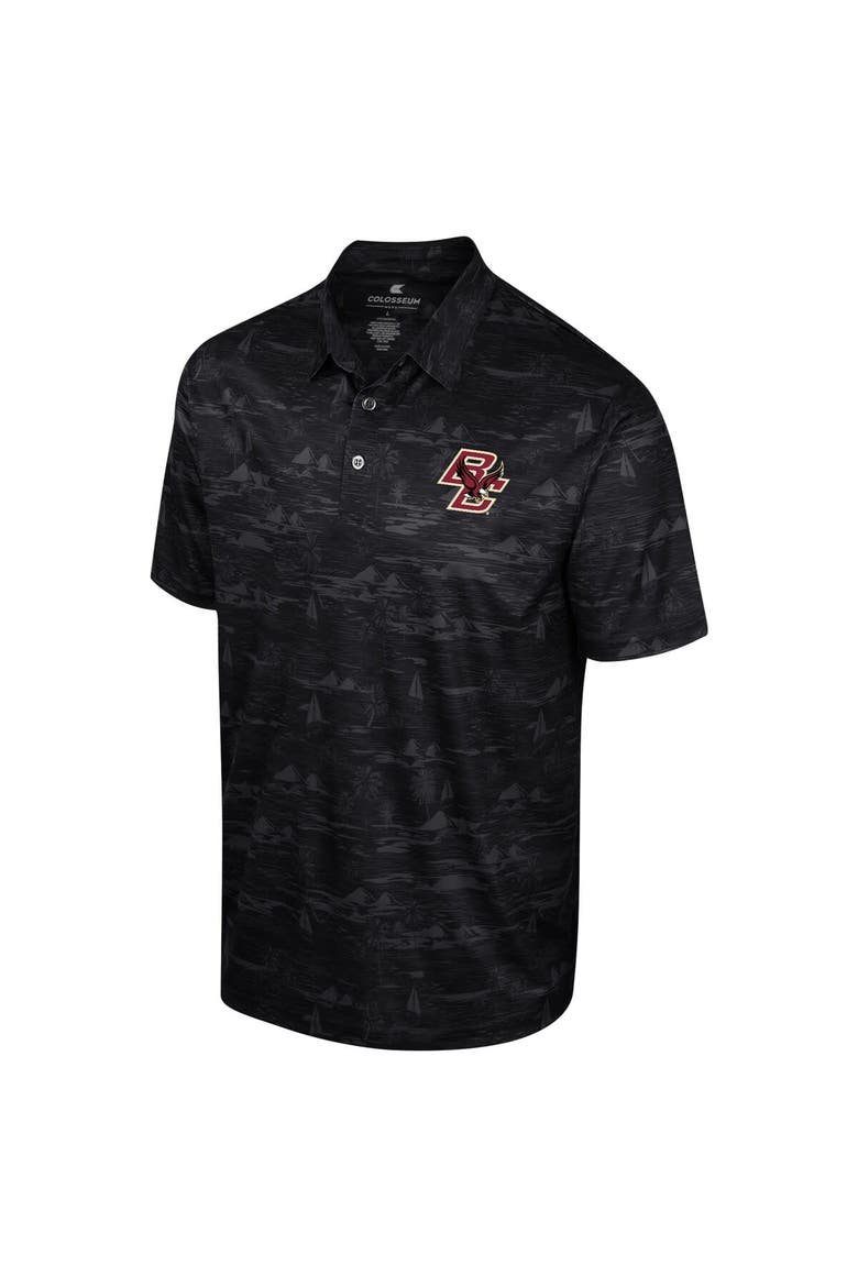 Men's Colosseum Black Boston College Eagles Daly Print Polo, Alternate, color, Black