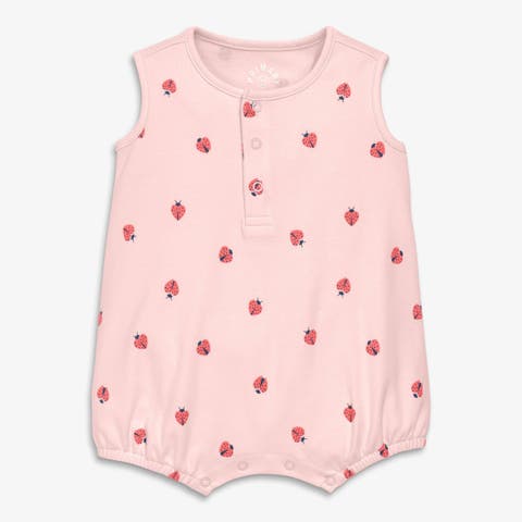 Baby Organic Henley Tank Shortie In Baby Bugs